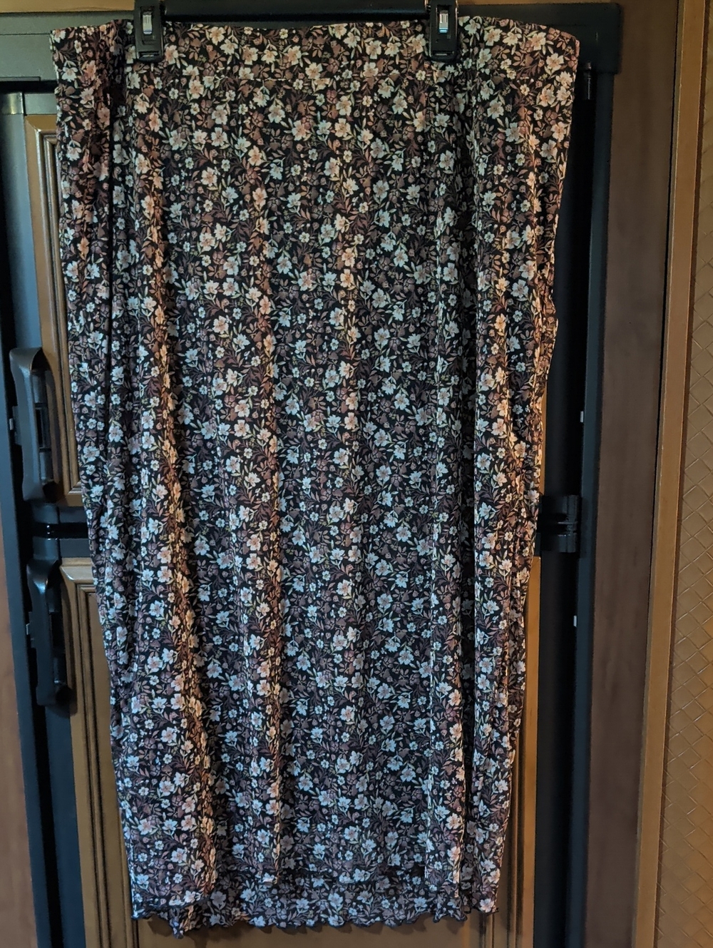 Torrid Black Floral Maxi Skirt with Pink and Cream Blossoms